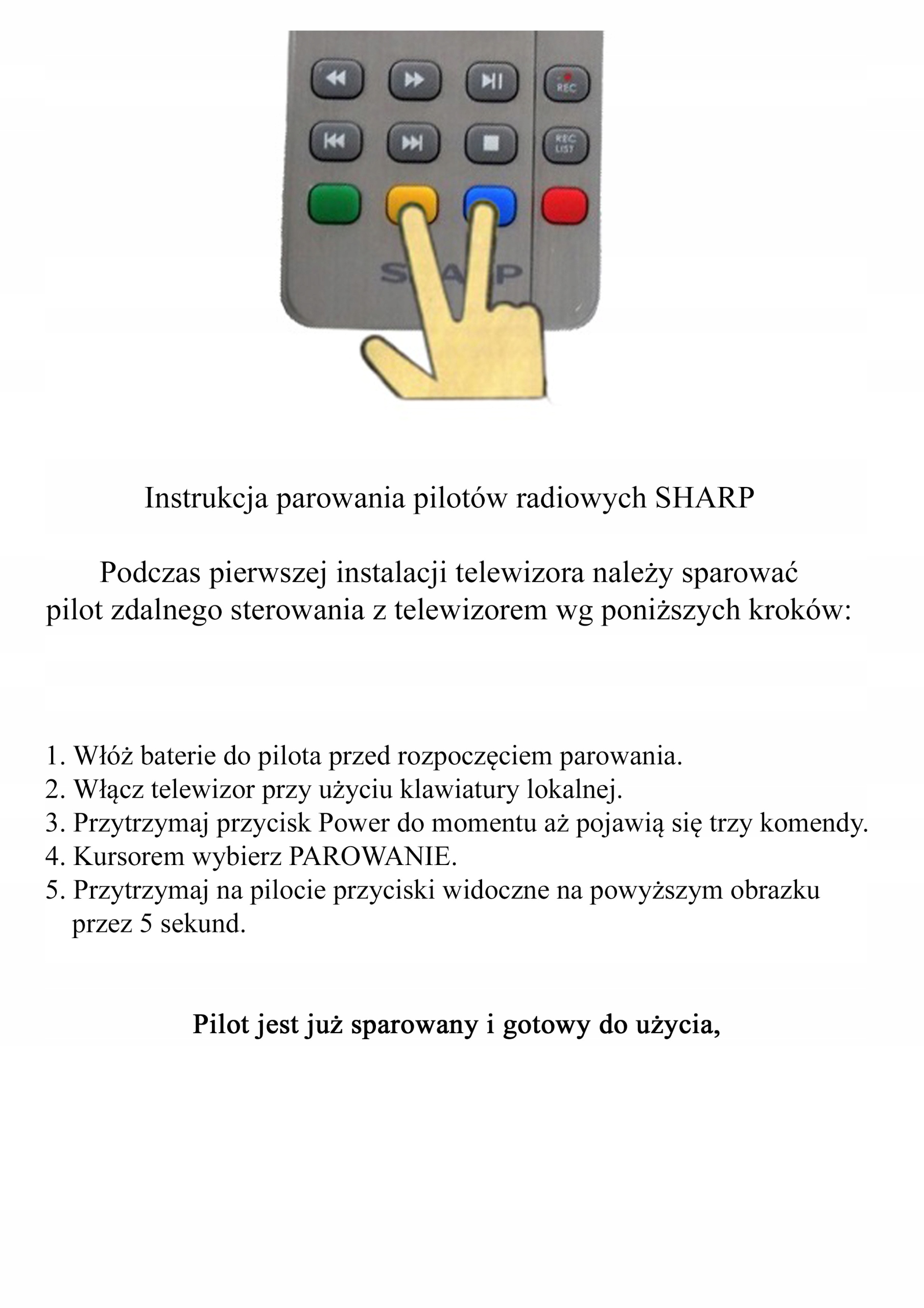 ORYGINALNY PILOT do TV SHARP SHW/RMC/0116 (NR P122) Kod producenta P122