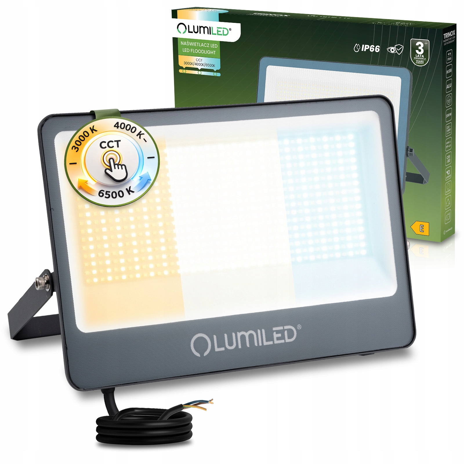 Led reflektor Halogen 200W 22000LM Cct IP66 Venkovní reflektorová lampa