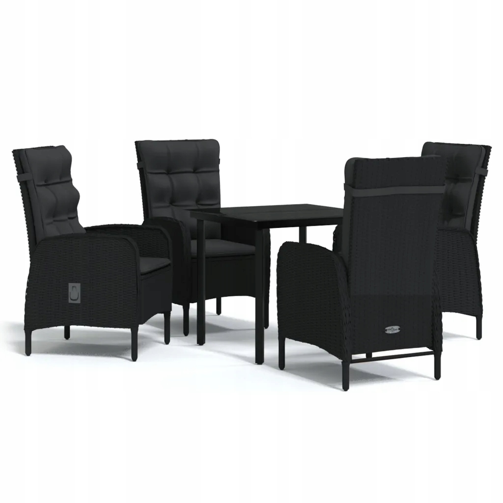 Zahradní nábytek set černý, stůl 80x80x74 cm, židle 58x63x108 cm