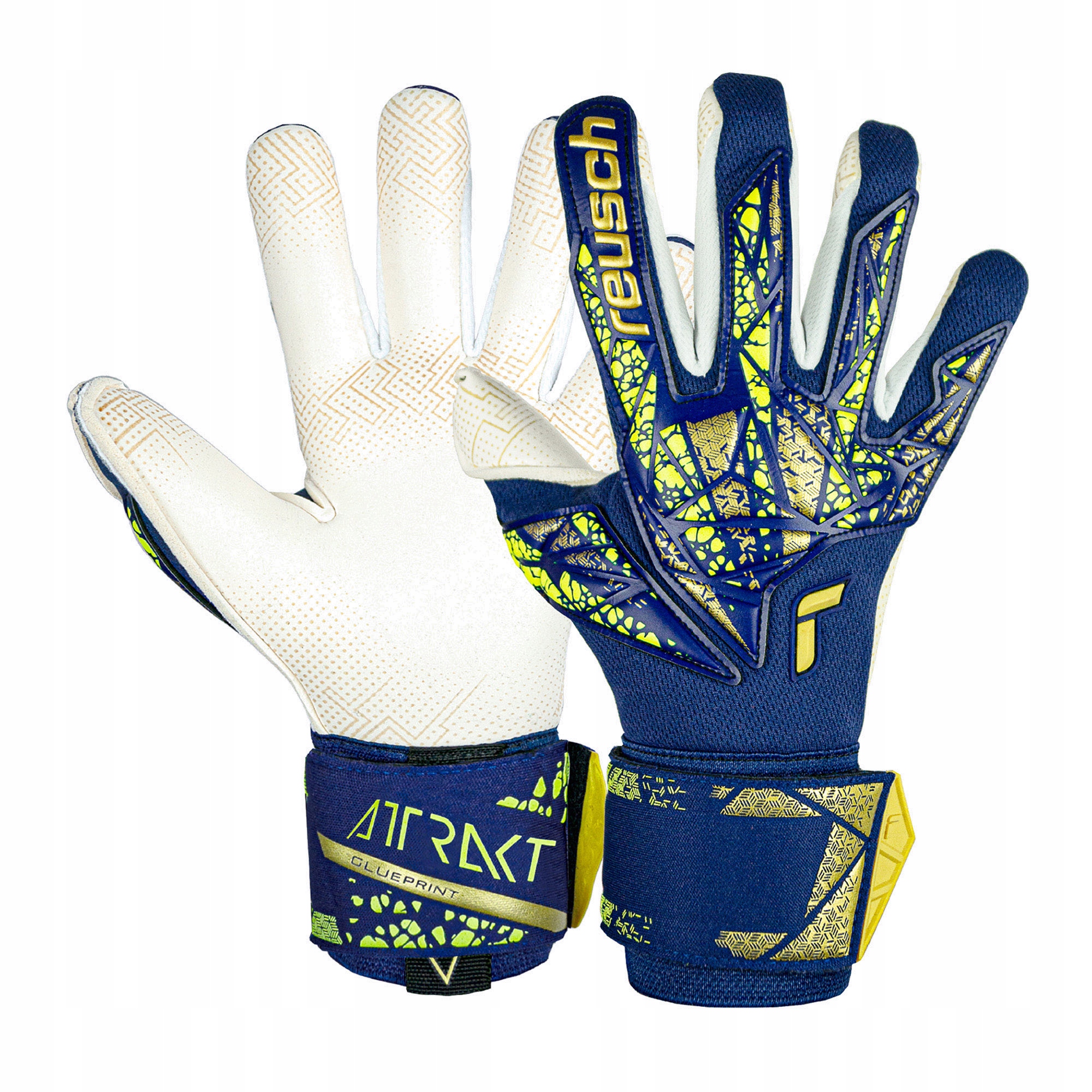 Rękawice bramkarskie Reusch Attrakt Gold X GluePrint premium blue/gold 9.5