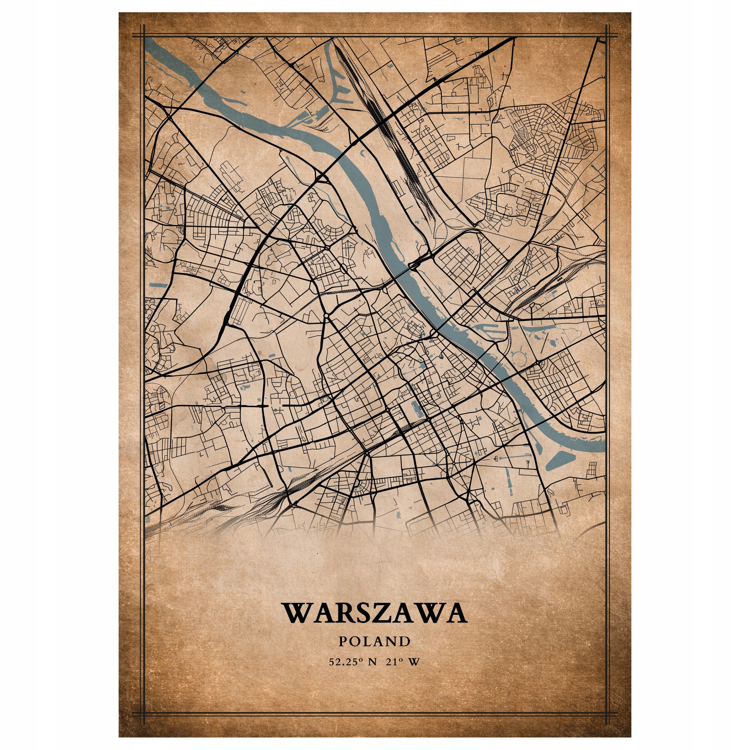 

Plakat Mapa miasta vintage Warszawa 70x50cm