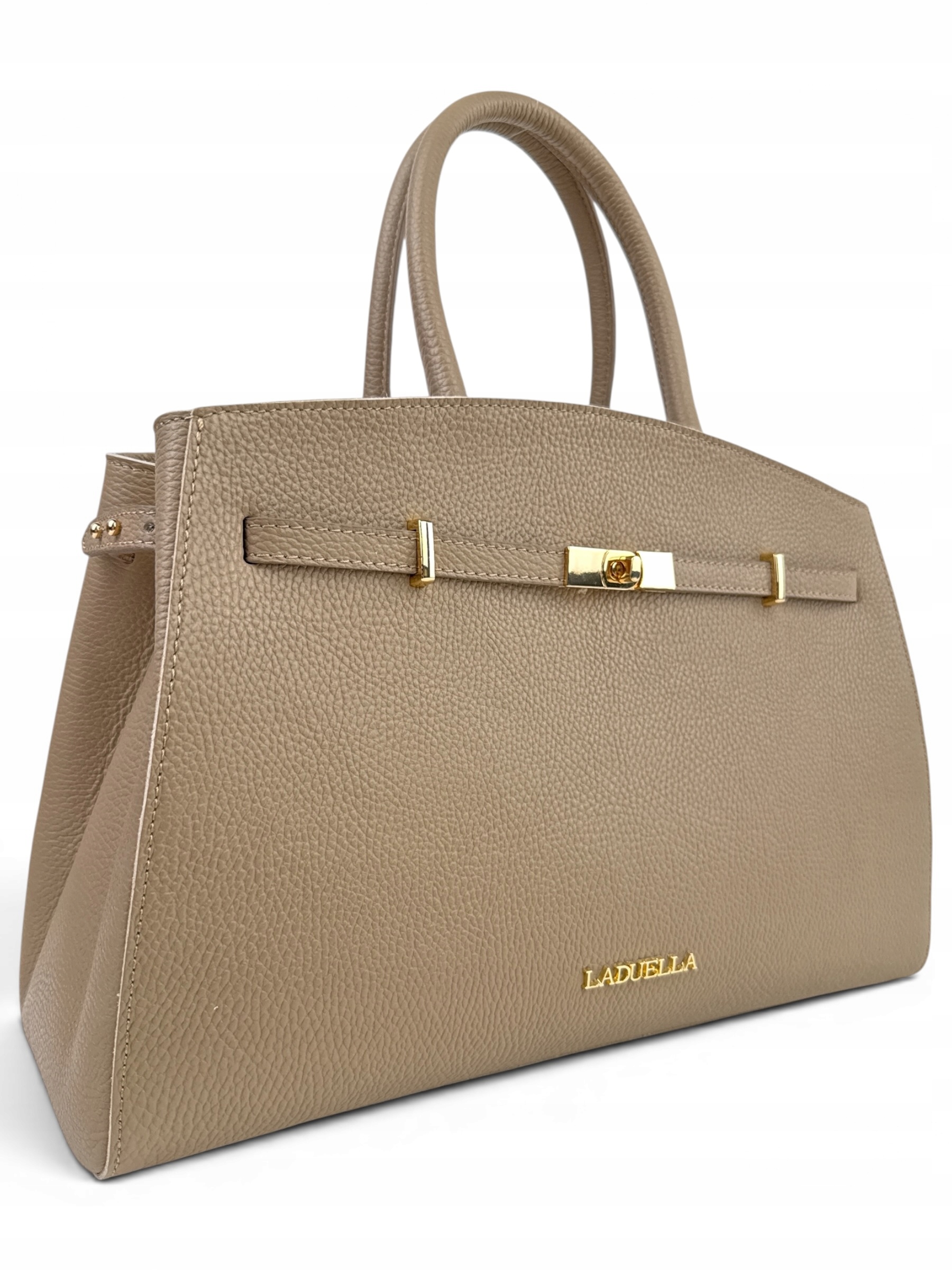 Dámská kožená kabelka shopper A4 Laduella italská kůže béžová cappuccino