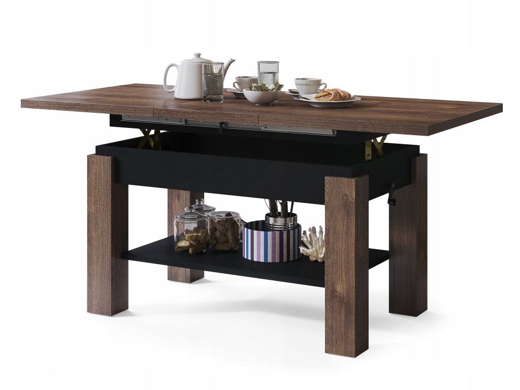 ASTORIA дуб коричневый / черный / скамейка откидывающийся подъемный стол скамейка лофт