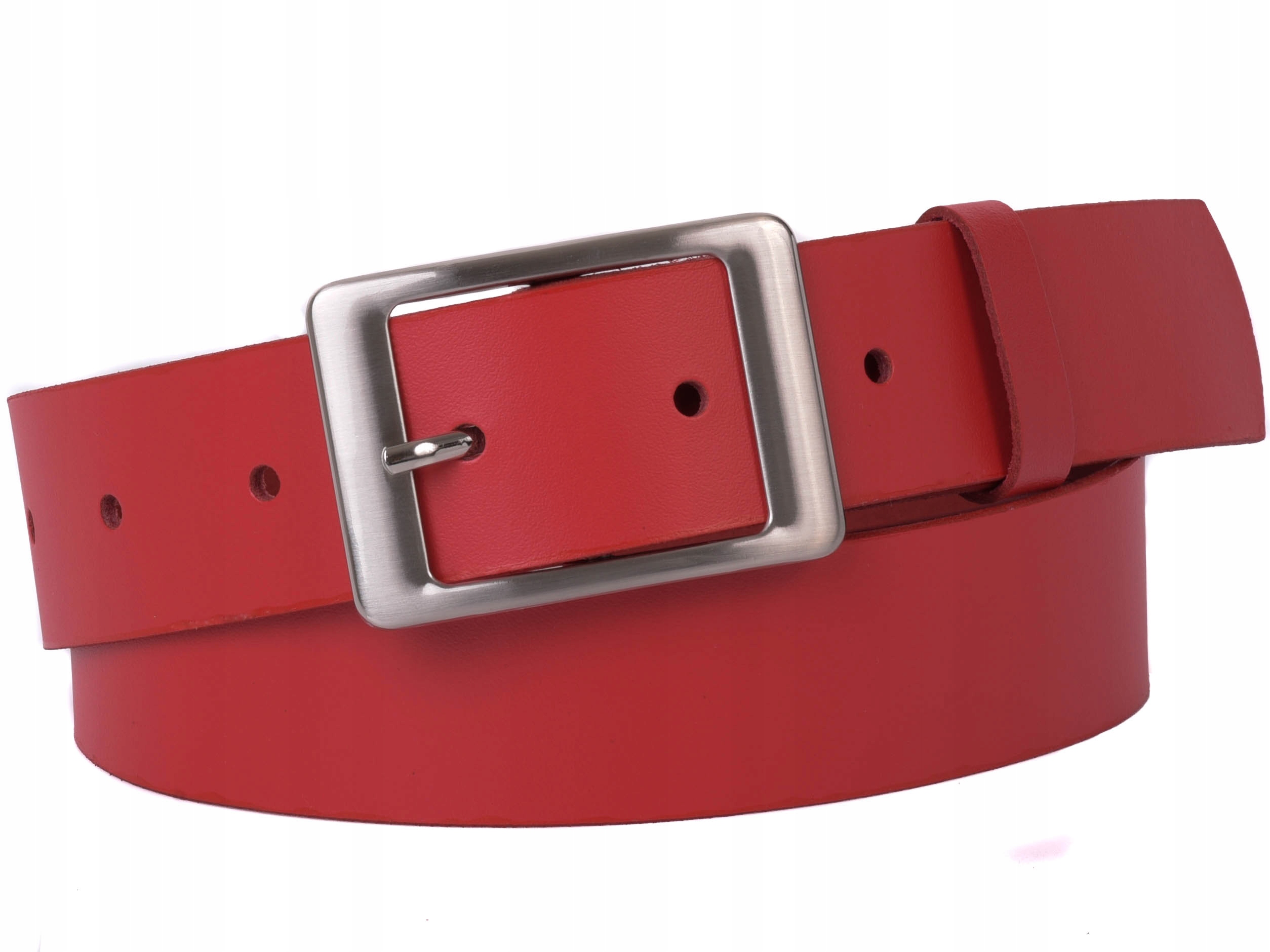 Damski SKÓRZANY pasek 4cm Czerwony |75obw