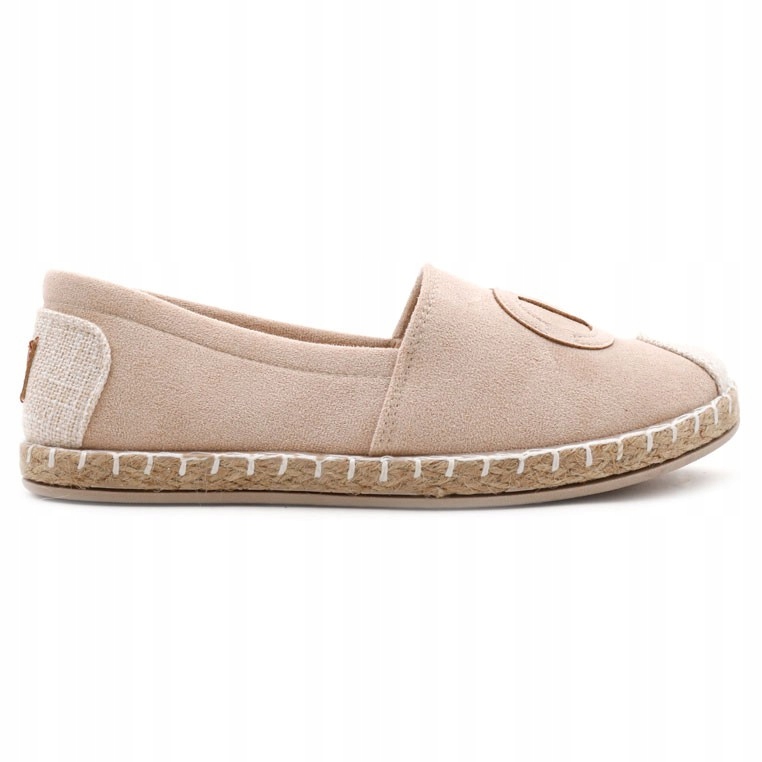 BEŻOWE ESPARDYLE DAMSKIE PÓŁBUTY WSUWANE PŁASKIE WKŁ. EKOSKÓRA WYGODNE