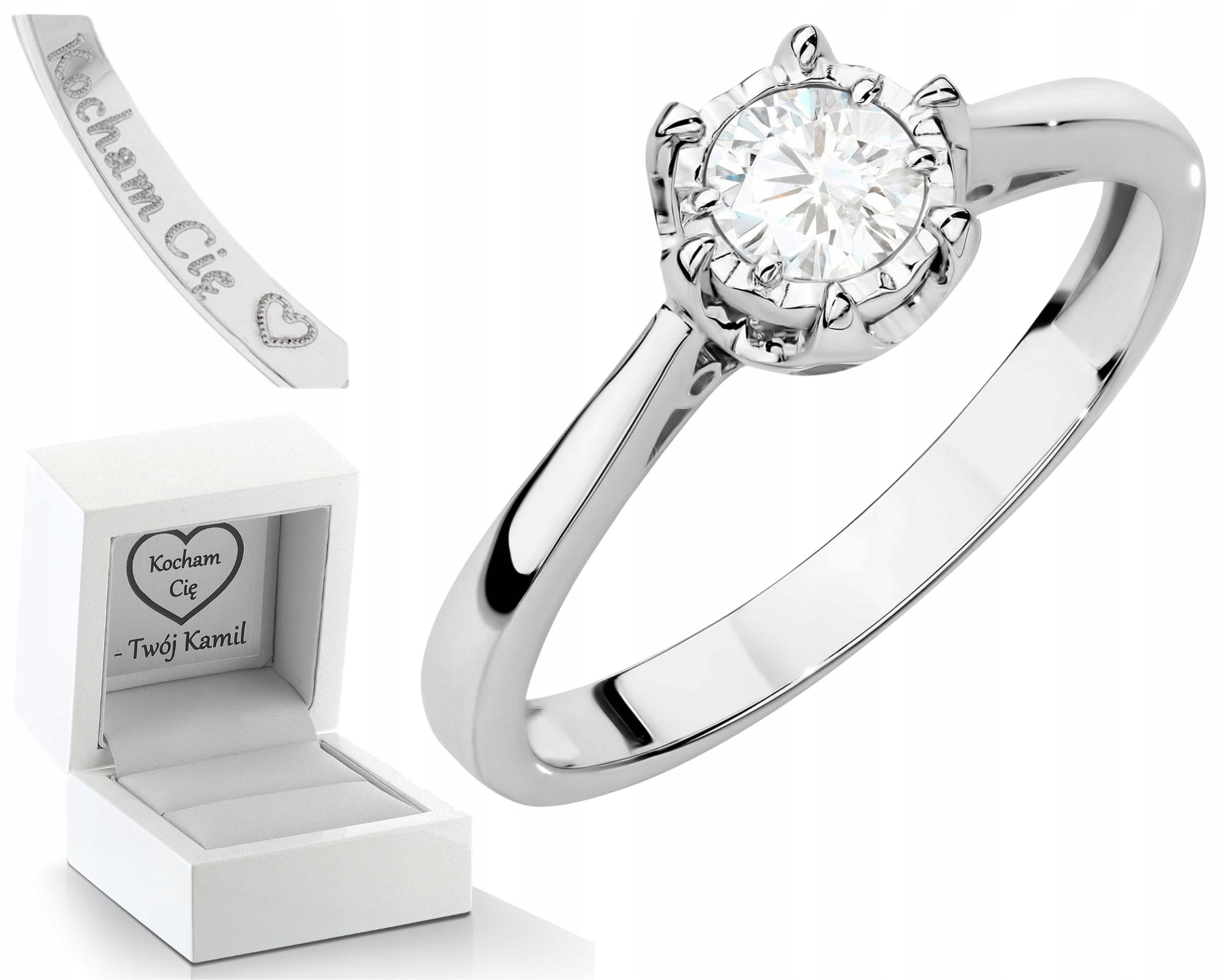 Prstýnek Z Bílého Zlata S Gravírovaným Gravírování 585 Bonus Dárek