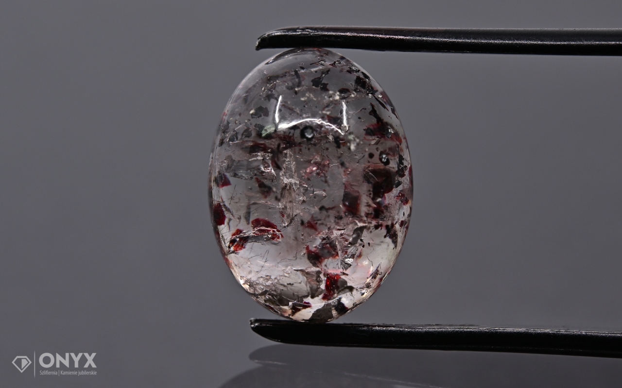 Jahodový křemen kabošon ovál 16x12 mm