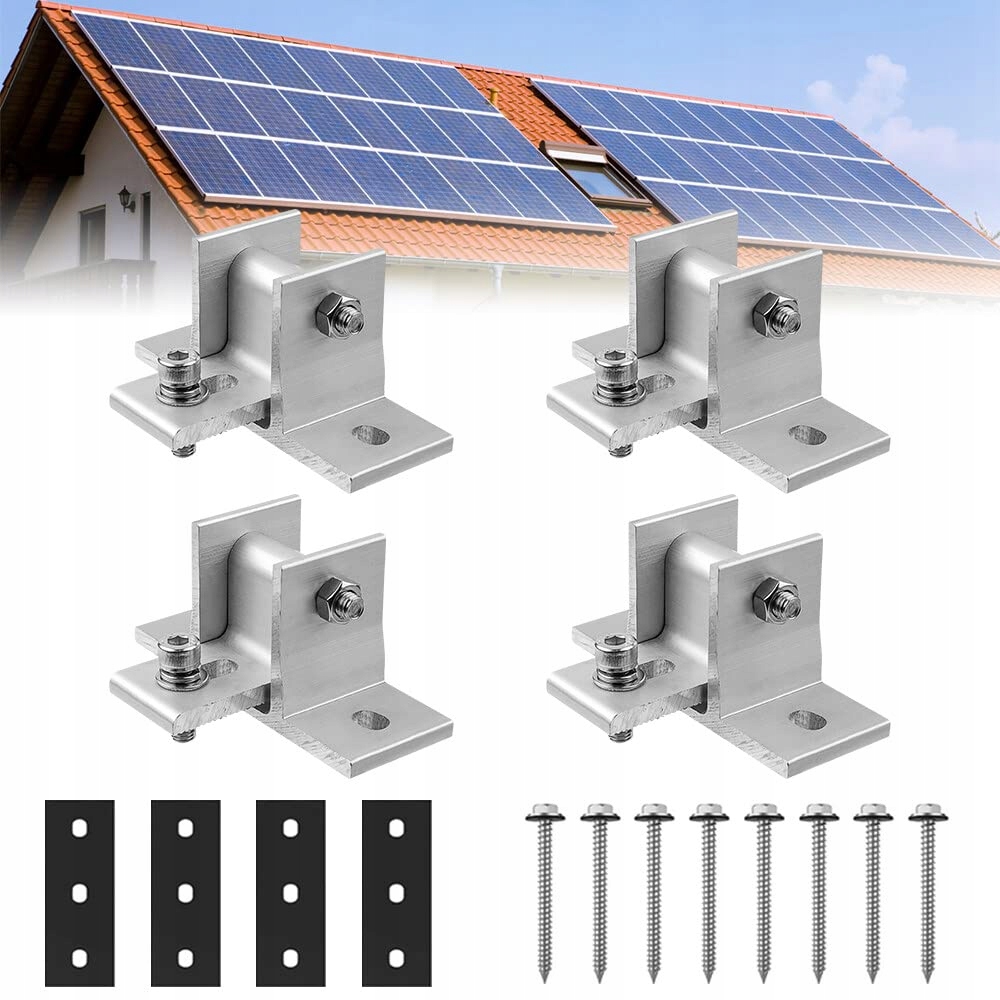 Držáky Pro Solární Panely, Nastavitelné, Nožní Upevnění Se Šrouby, 4 Ks