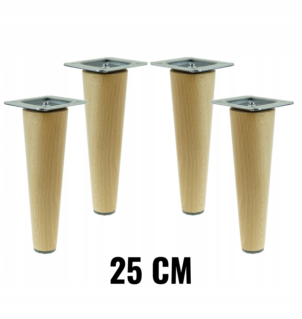 

4x Noga nóżka bukowa lakier prosta zestaw 25 cm