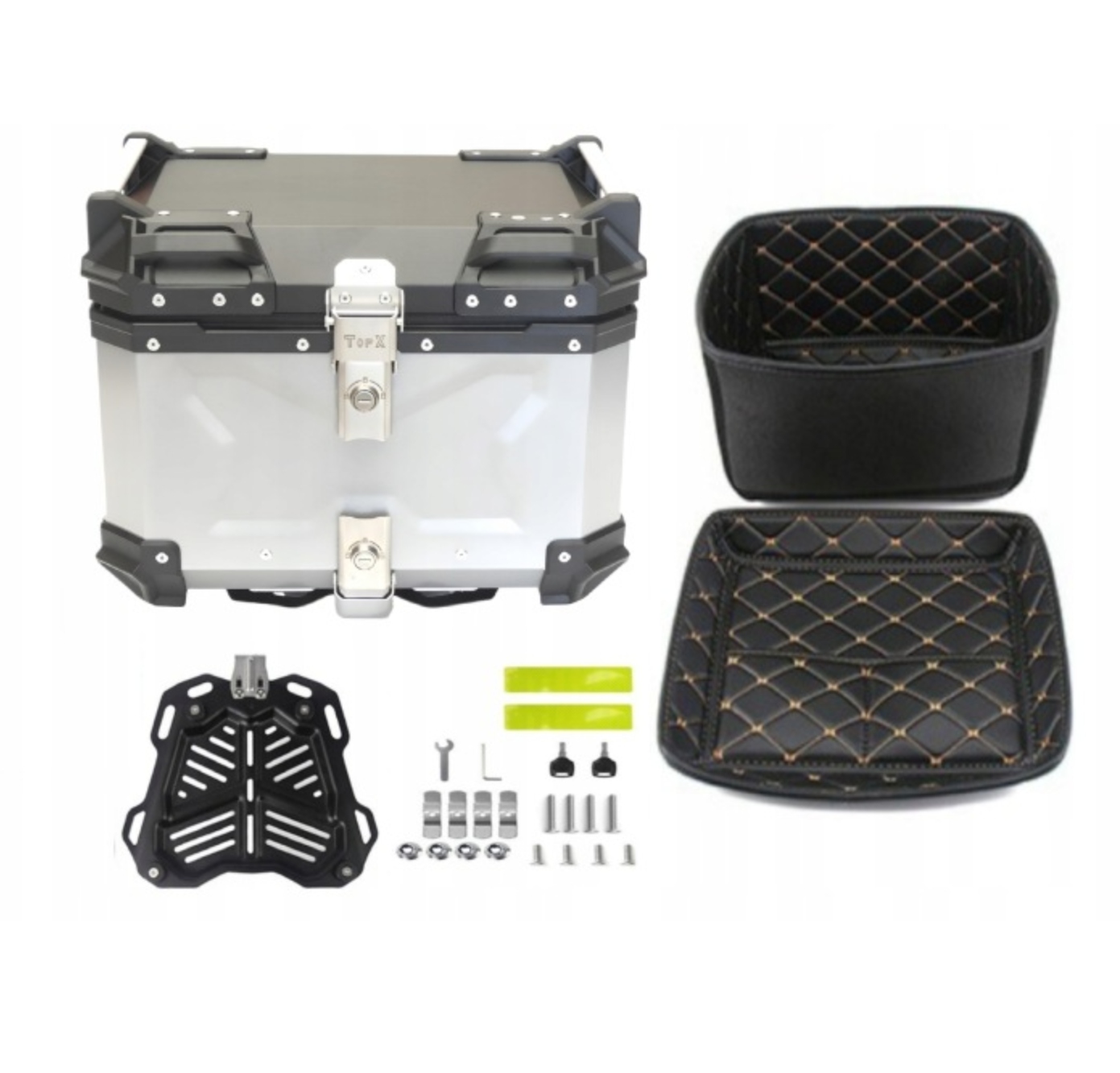 Vevor Kufer Motocyklowy 55L Z Blokadą Bezpieczeństwa Uniwersalny Aluminiowy
