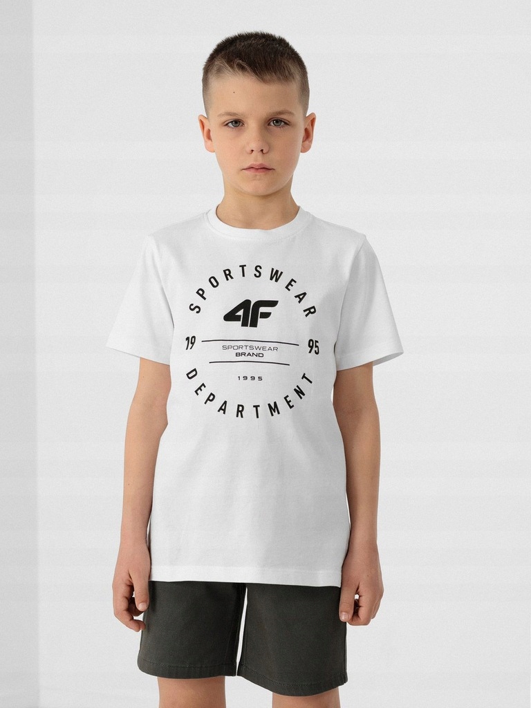 KOSZULKA CHŁOPIĘCA 4F T-SHIRT BAWEŁNA 152 Dekolt okrągły