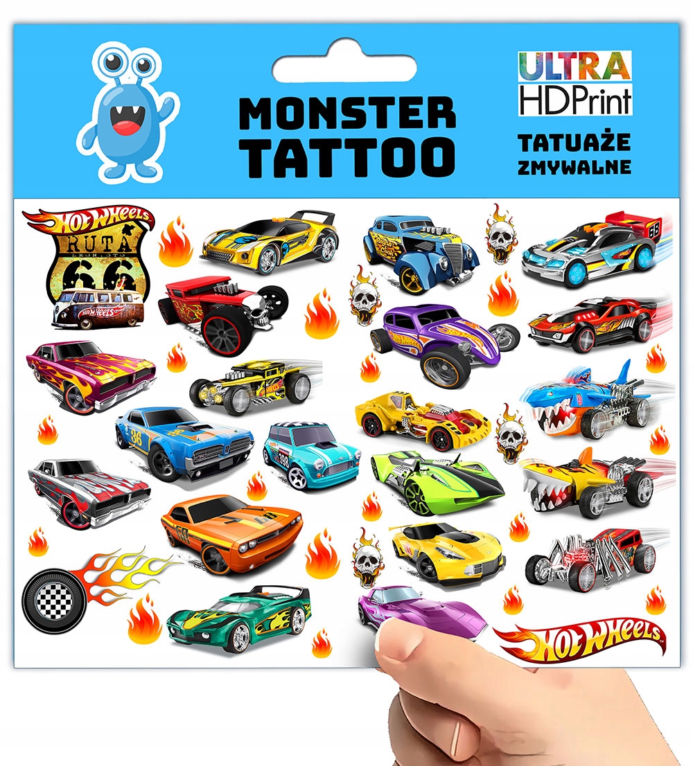 TATUAŻE ZMYWALNE TYMCZASOWE DLA DZIECI HOT WHEELS WZORY ORYGINALNE Marka Inna