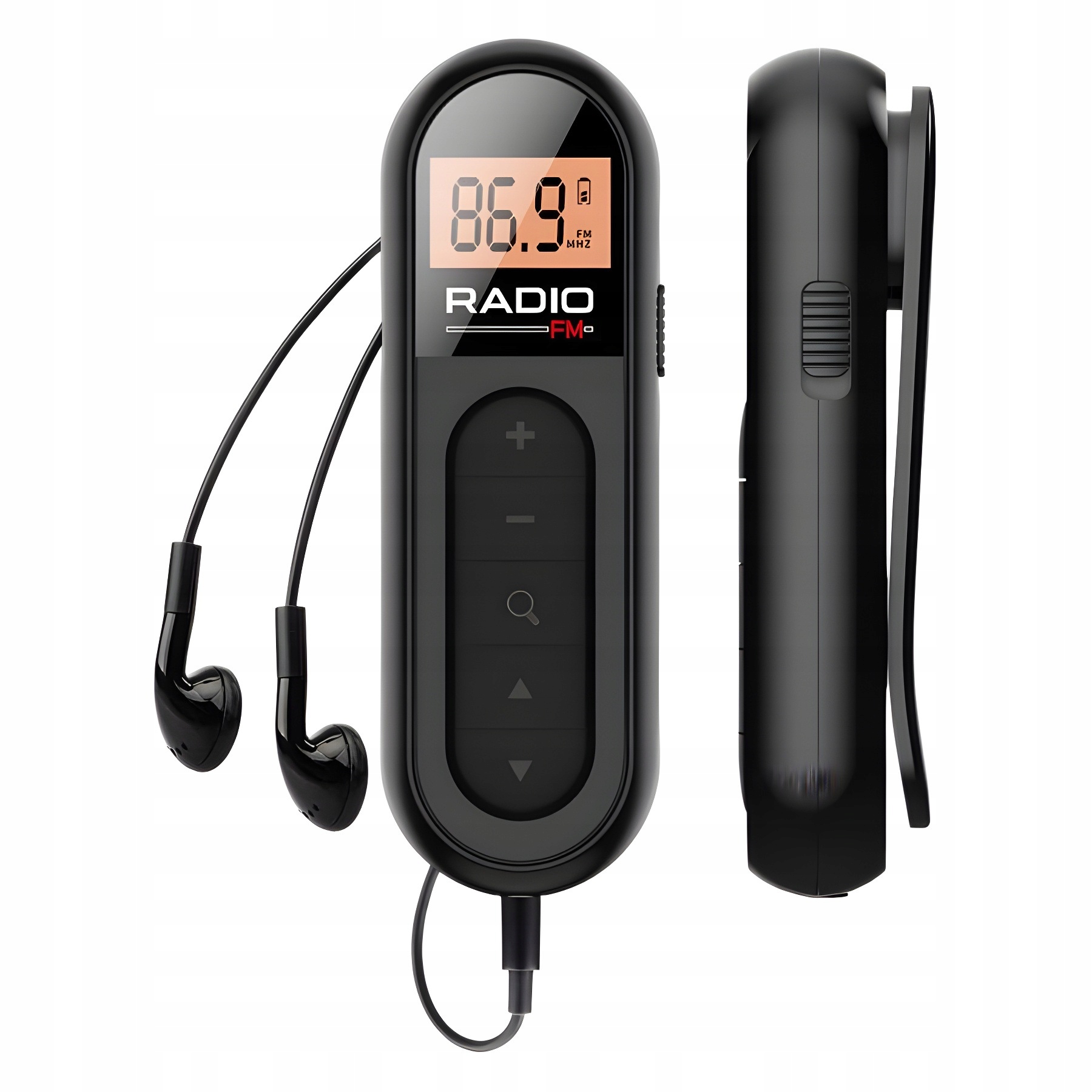 FM-РАДИО ПОРТАТИВНЫЙ МИНИ КАРМАННЫЙ С НАУШНИКАМИ USB ПЕРЕЗАРЯЖАЕМЫЙ ЧЕРНЫЙ