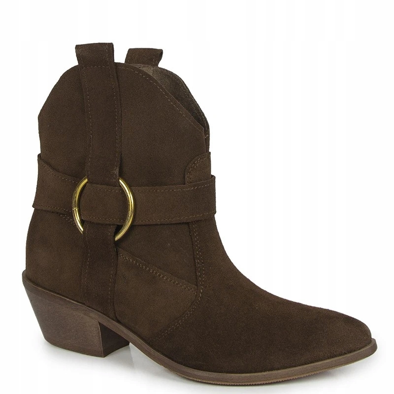 Nicole 2981 Kotníkové Boty Kovbojské Kovbojské Boty Z Kože A Semiše Hnědé 36