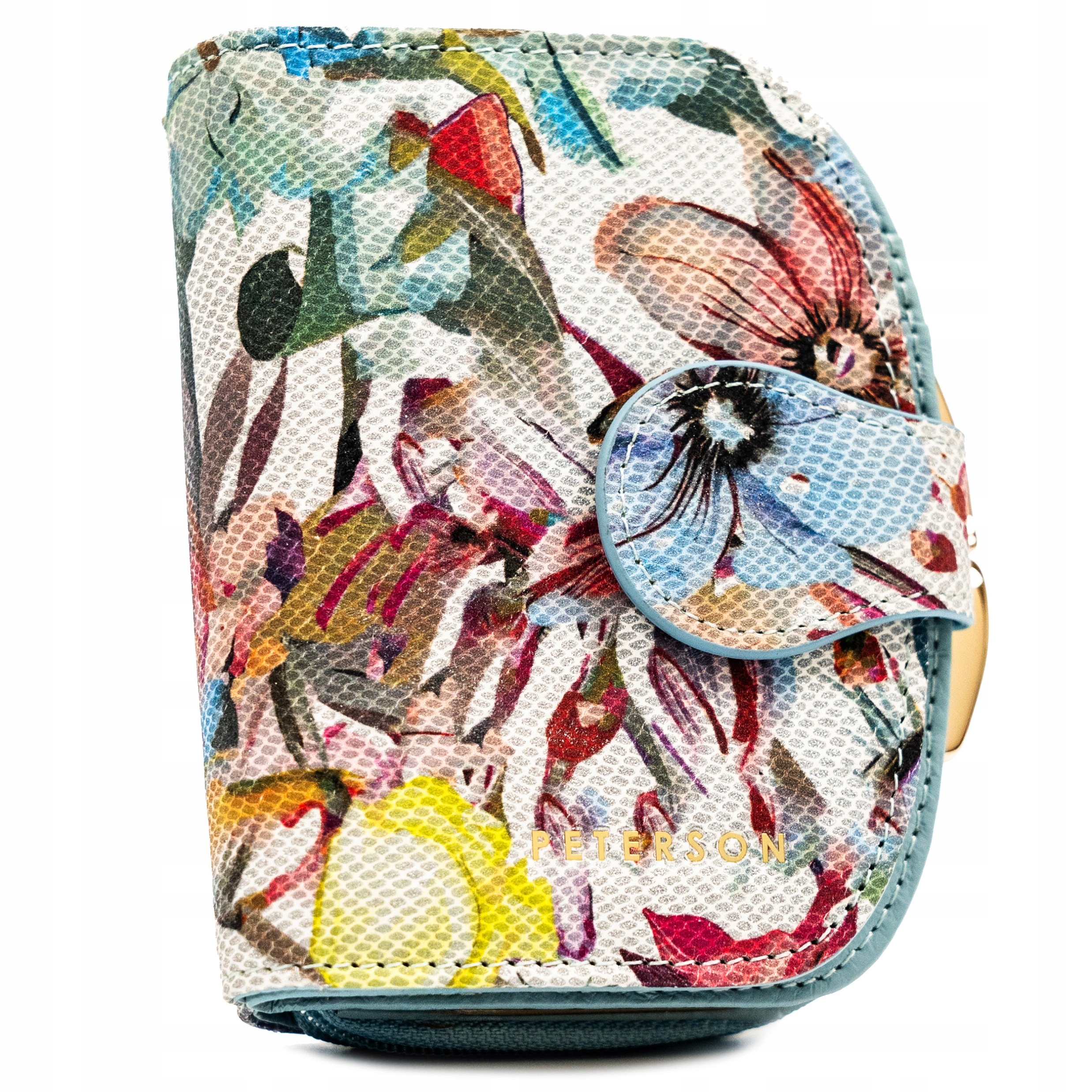 Mały poręczny skórzany portfel damski Peterson w kwiaty Rfid