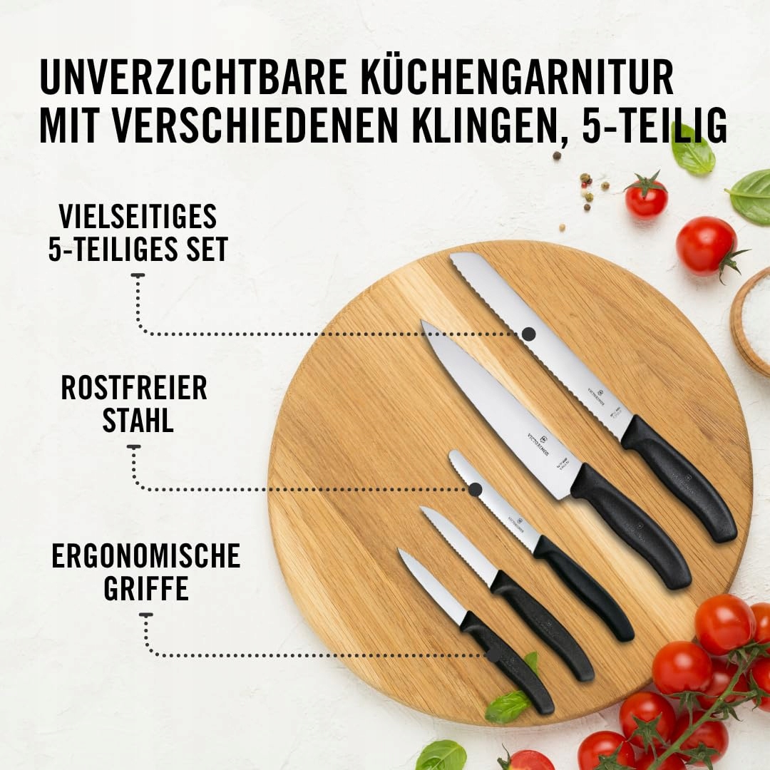VICTORINOX Swiss Classic Zestaw Noży Kuchennych 5 Części Czarny — miniatura 3