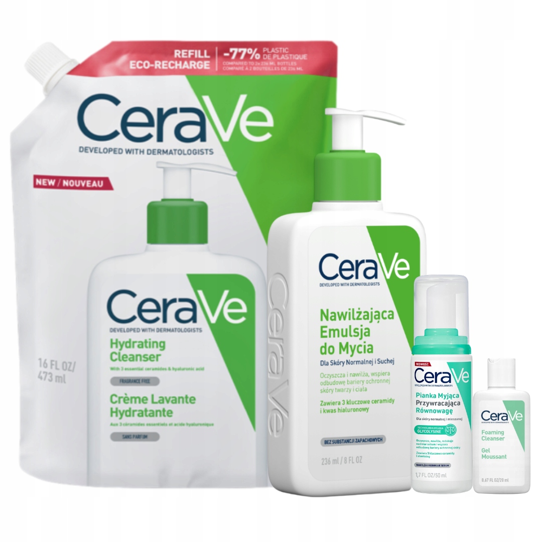 CeraVe Emulsja nawilżająca do mycia skóra normalna sucha 236ml refill 473ml