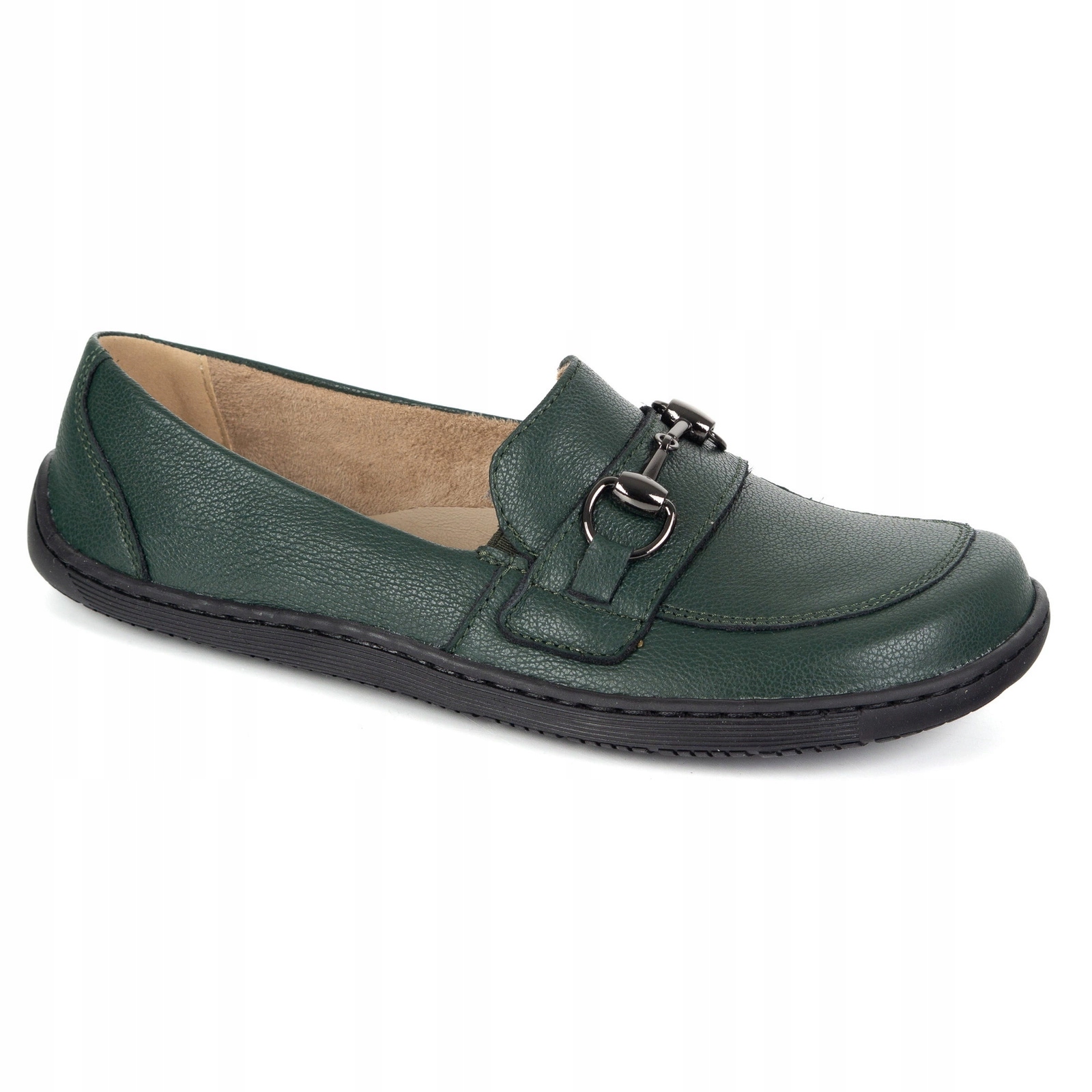 Dámské barefoot boty mokasíny z přírodní kůže zelené 1288AR 39