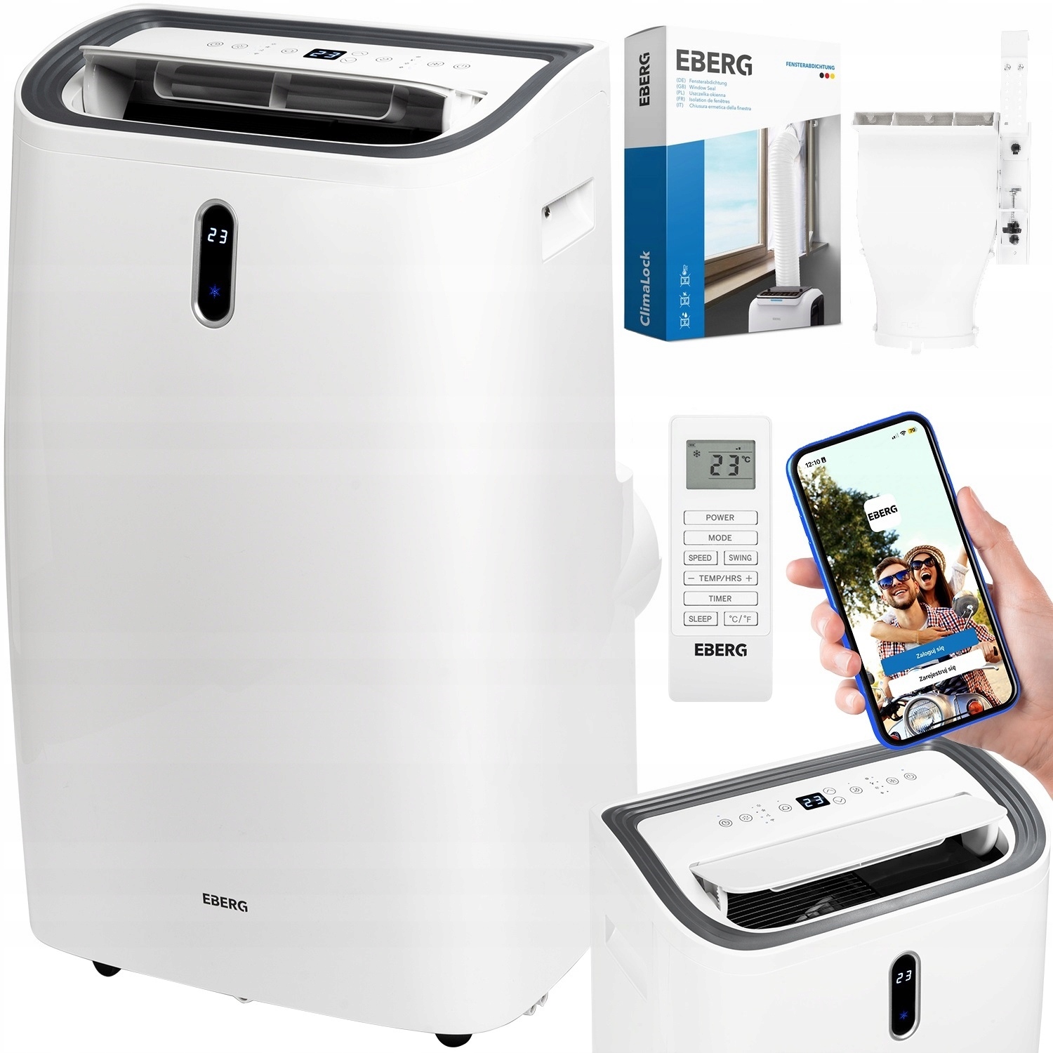 Klimatyzator przenośny Eberg Vigo 4,7kW 4w1 WiFi uszczelnienie sztywne