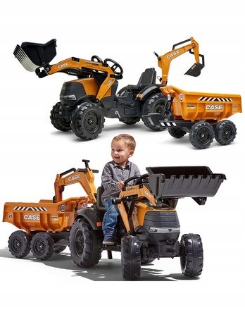 Falk Traktor Pomarańczowy z Przyczepką Ruchoma Łyżka od 3 Lat