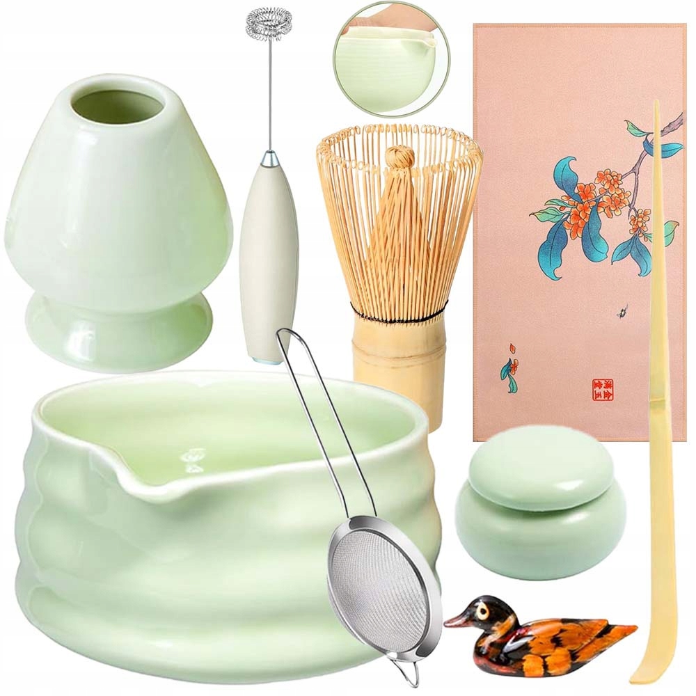 Levně Bambusová Dárková Sada 9 X Na Čaj Matchy Chashaku, Šlehací Metla, Lžíce