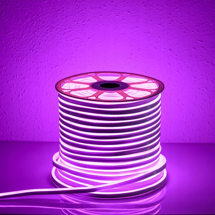 NEON LED 230V 2835 1m IP68 TAŚMA FLEX RÓŻOWY