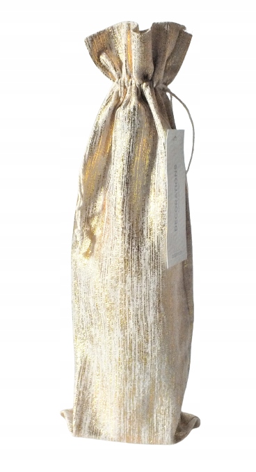 

Woreczek lniany długi ze złotym nadrukiem 38x14cm.
