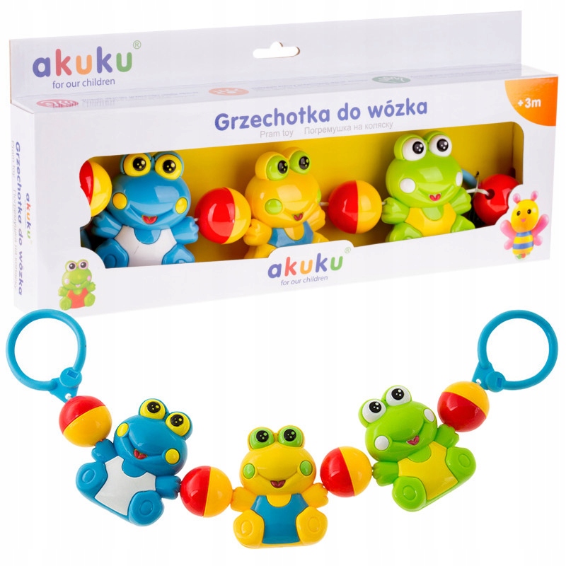 

Grzechotka zawieszka do wózka łóżeczka Żabki Akuku