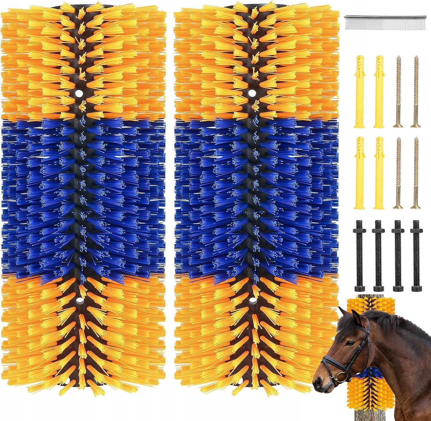 2 X Kartáč Na Dobytek Se Sadou Šroubů Pro Shazování, Snadno Čistitelný Kůň