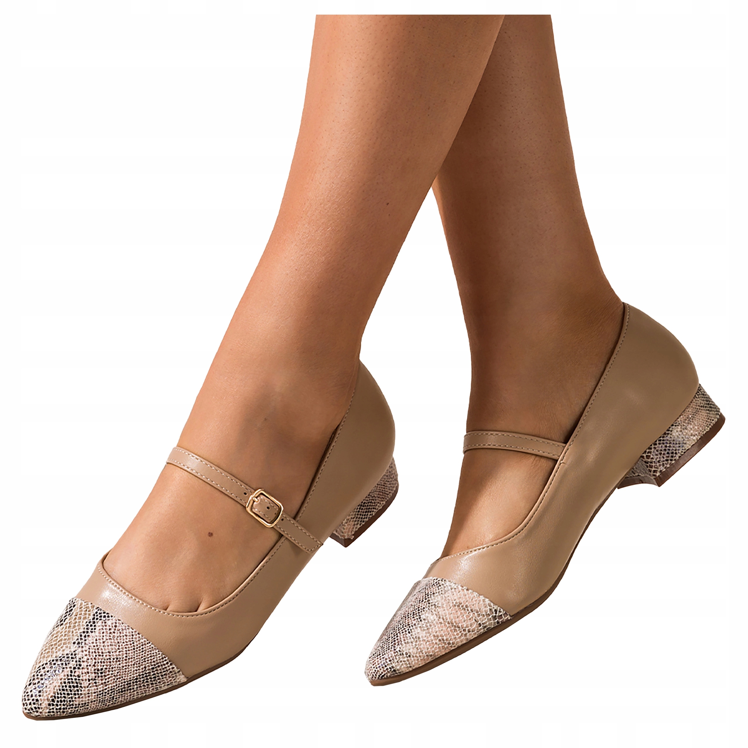 Baleríny Dámské Stabilní Pohodlné Mary Jane Nízký kotník Vložka Kůže vel 37