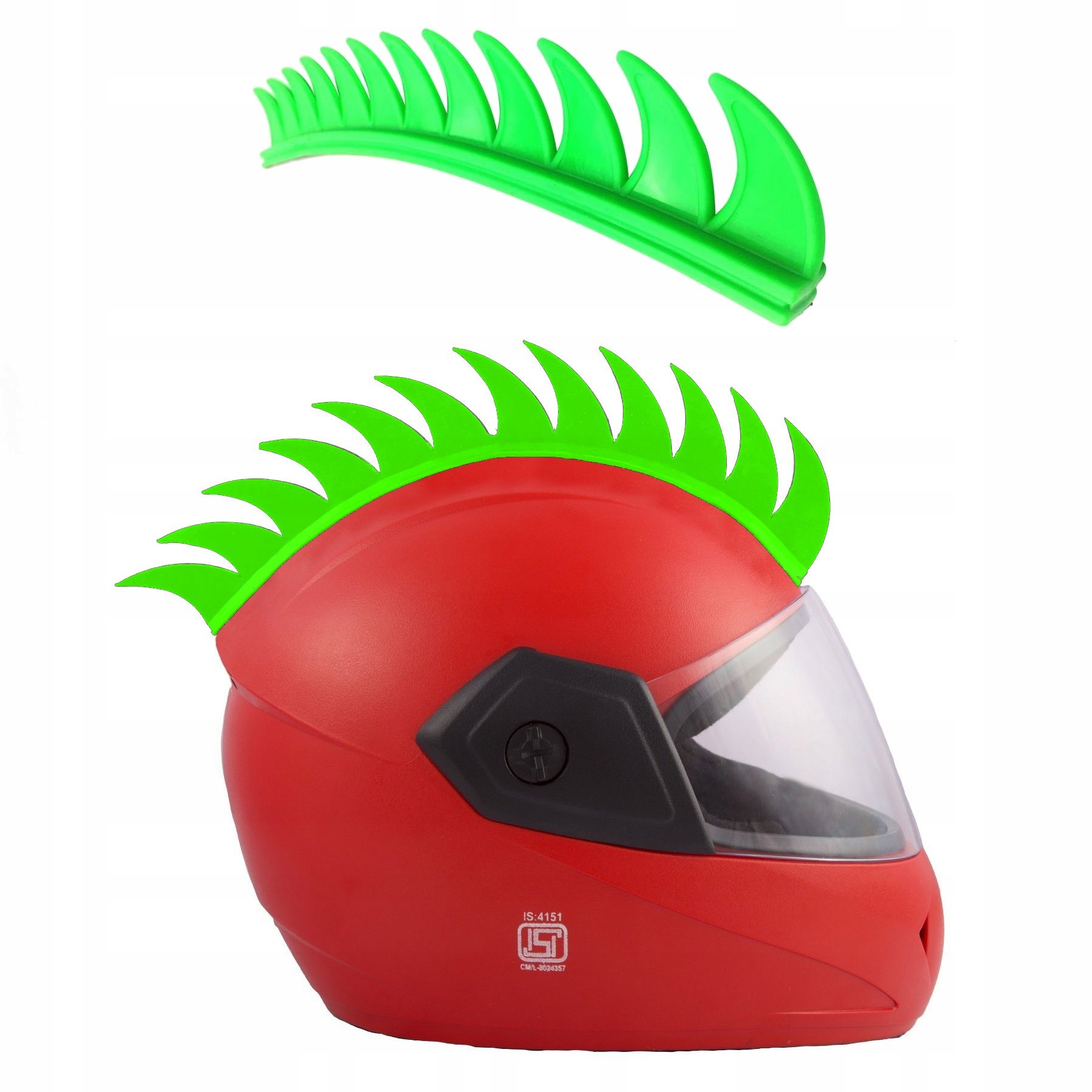 

Dekoracja na Kask Motocykla Grzebień Irokez green