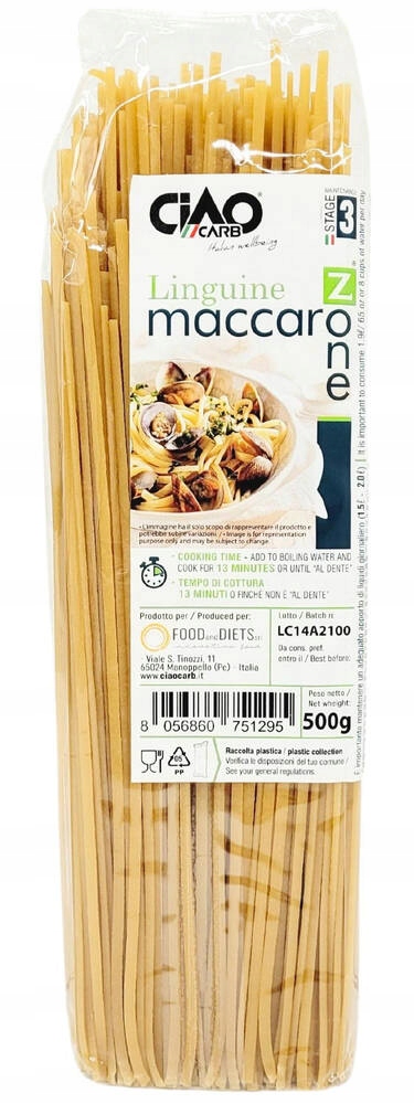 Levně 2x Těstoviny těstoviny Nudličky Tlusté 500 g Ciao Carb Linguine