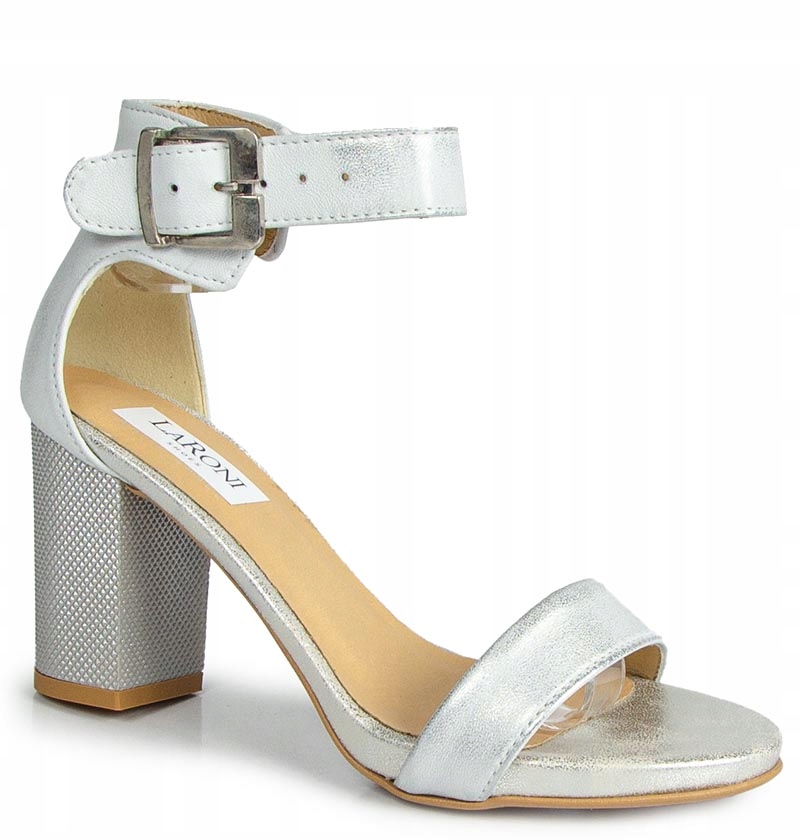 LaRoni 2661/2 Špendlíky Sandály Sloupek Kůže Stříbrné 36