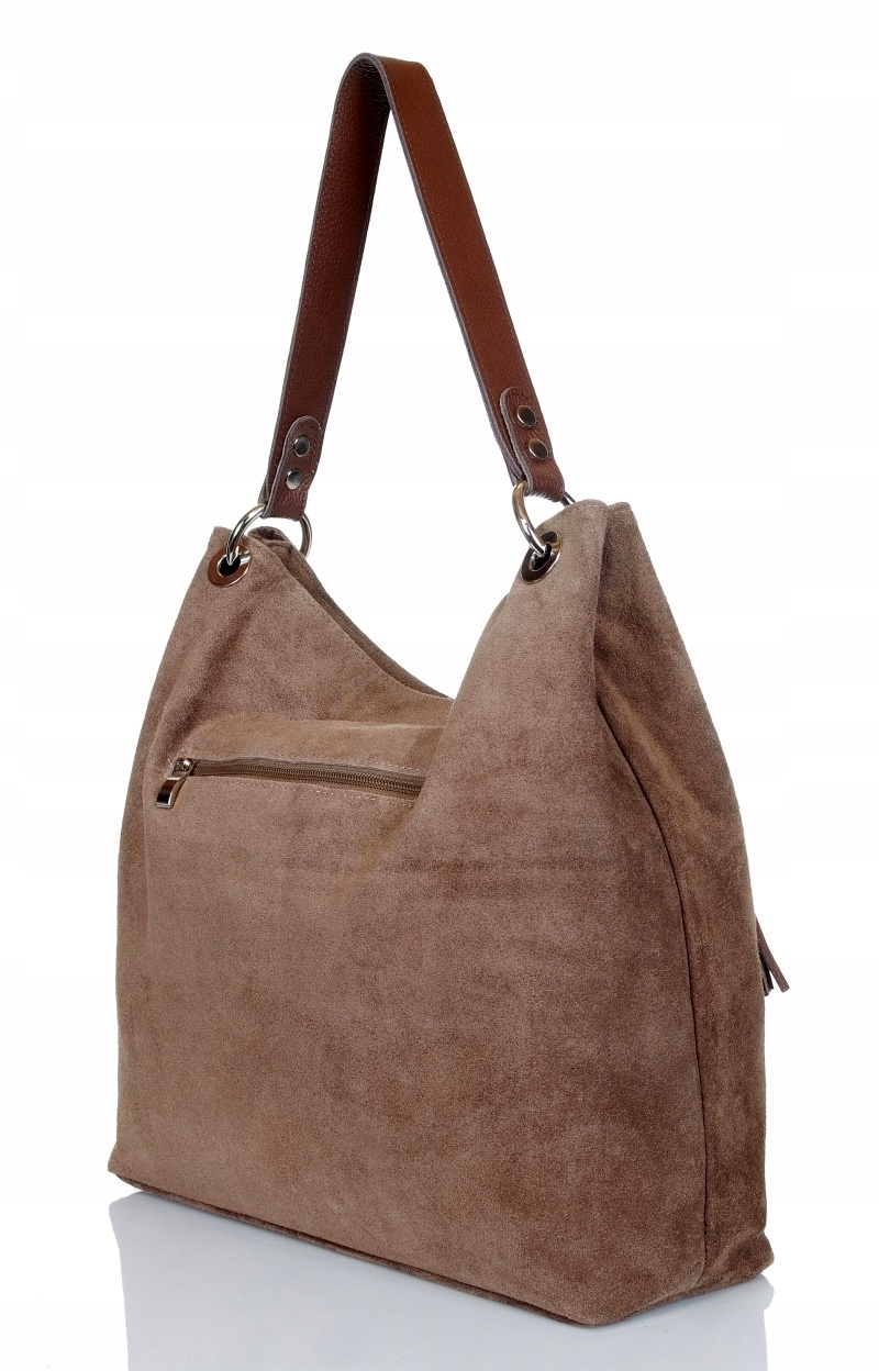 VERA PELLE Włoska Zamszowa TOREBKA worek SKÓRA ZJ2 Płeć kobieta