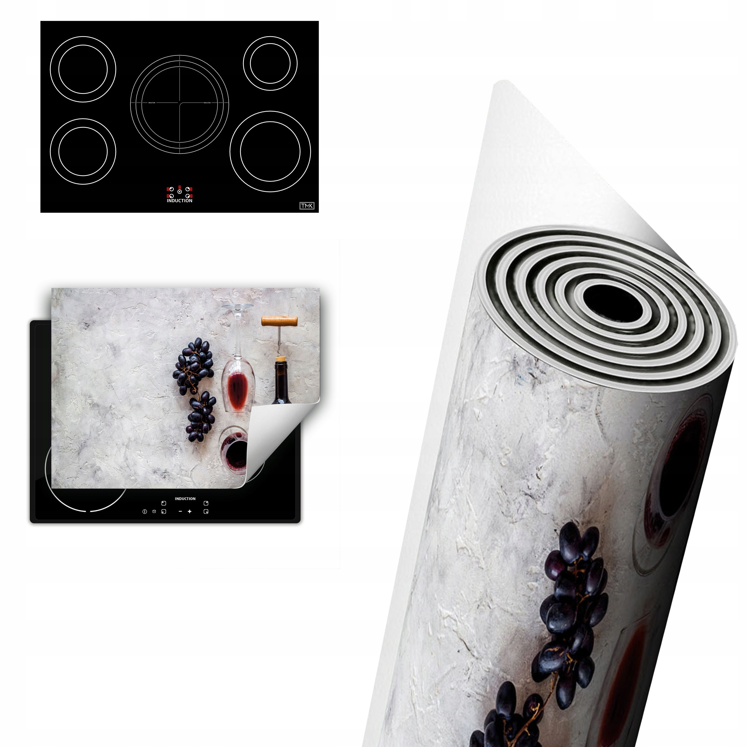 Vinylová Ochranná Deska Na Indukci 80x52 červená víno