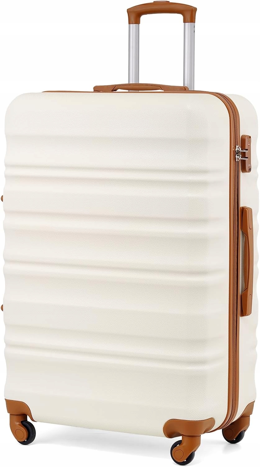 Coolife Kabinový kufr 77x54x30 cm Abs s Tsa zámkem, 4 kolečka, béžová barva