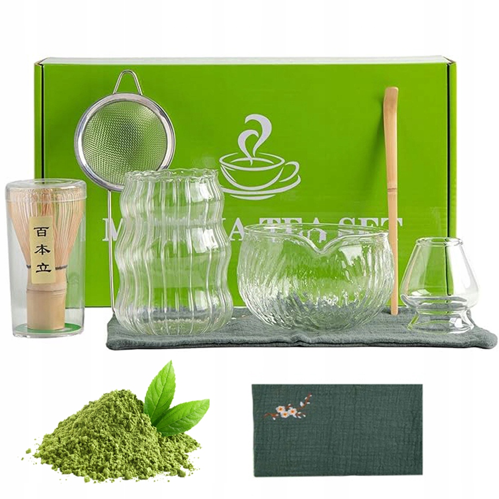 Zestaw 7 Szt Prezentowy Do Herbaty Matcha Szklany Zestaw Do Herbaty
