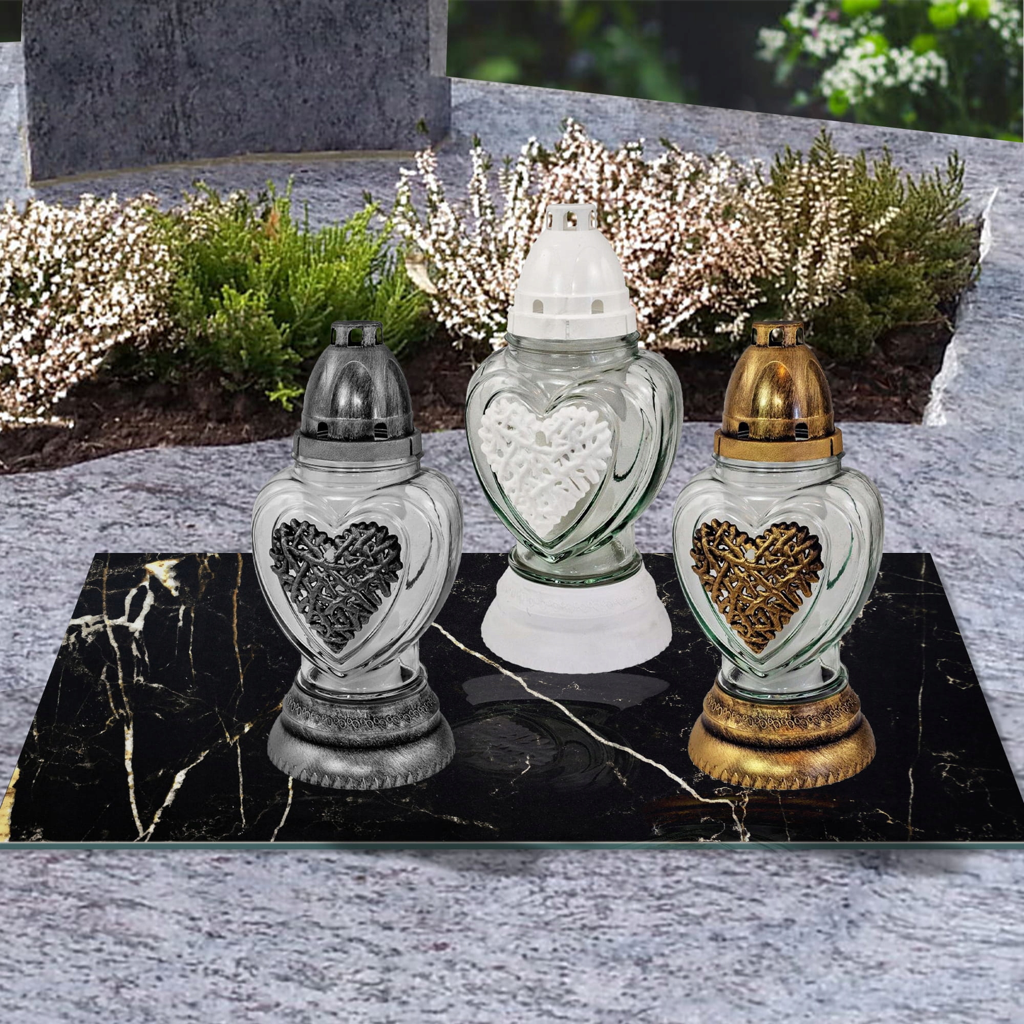 SZKLANA PODSTAWKA POD ZNICZE 60x30cm Marmur 07d Materiał szkło hartowane