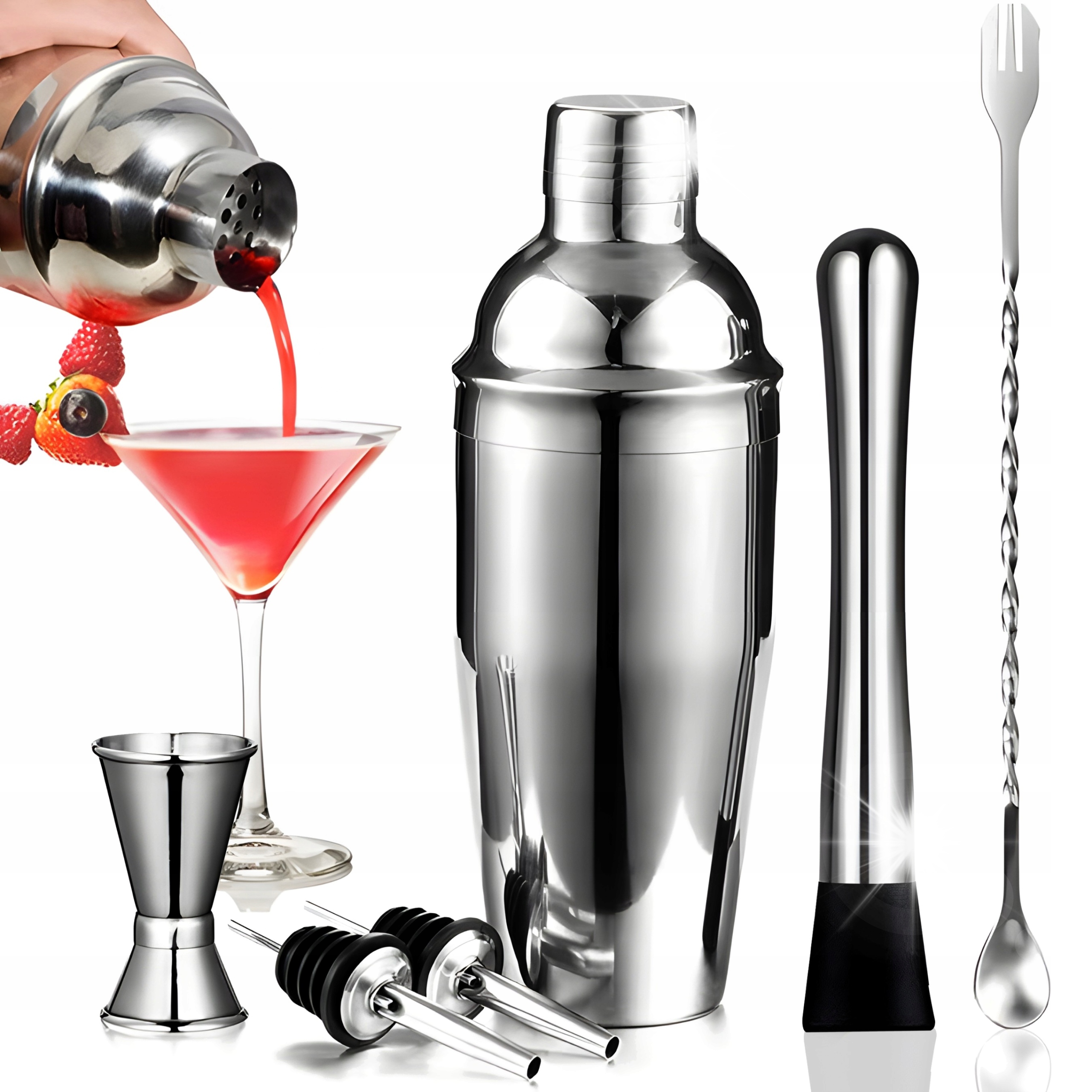 Profesionální Barmanský Set Na Nápoje A Koktejly Shaker 750 ml 6 ks Odměrka