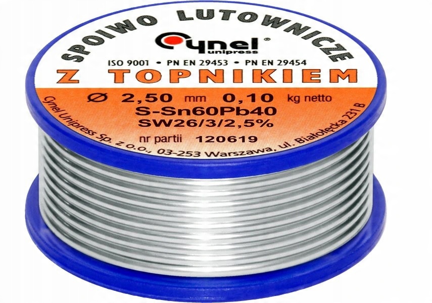 

Cyna w rolce spoiwo do lutowania Cynel 2,50mm 100g