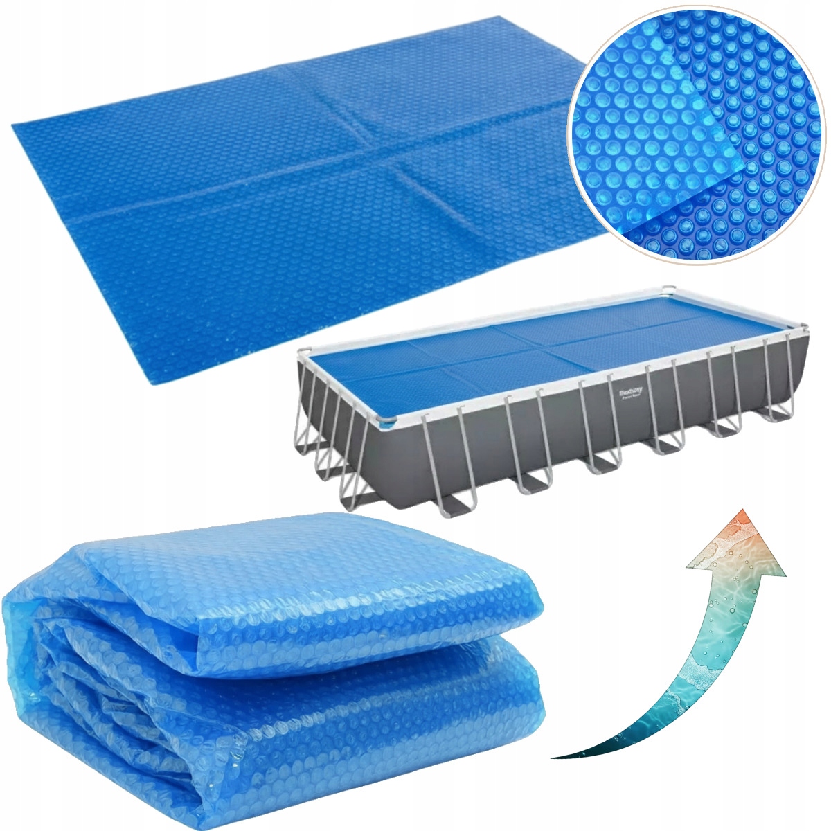 29027 Intex Krycí Plachta Solární Podložka Na Bazén Obdélníková Rámová 732x366 cm