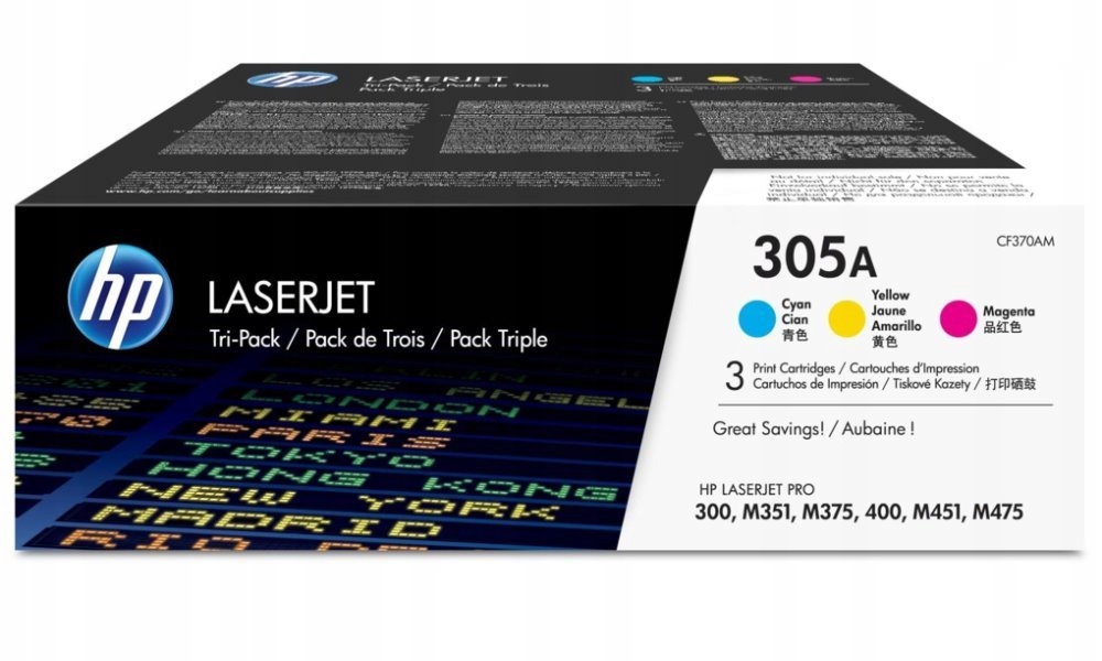 Hp 305A Cmy 3-pack Lj Toner Cart, 3 x 2600 str, CF370AM originál