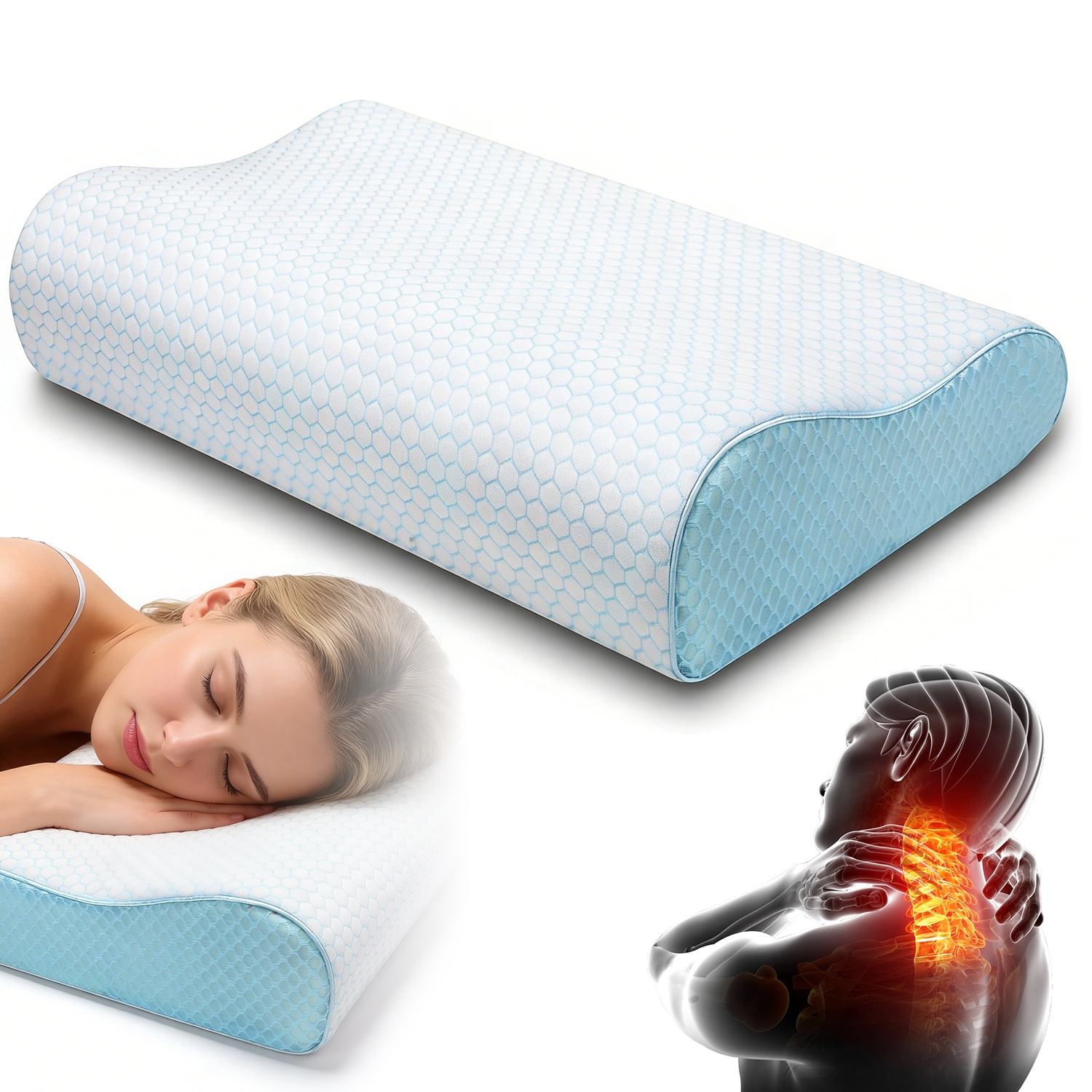 Polštář Z Paměťové Pěny Ergonomický Se Dvěma Výškami Potahů