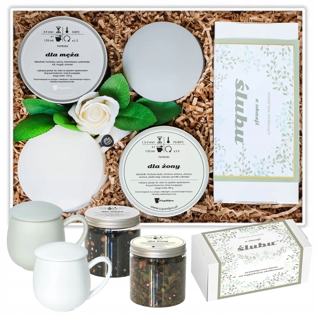 Levně Personalizovaný Svatební Box Sada Kávy A Čaje Dárek Pro Mladý Pár