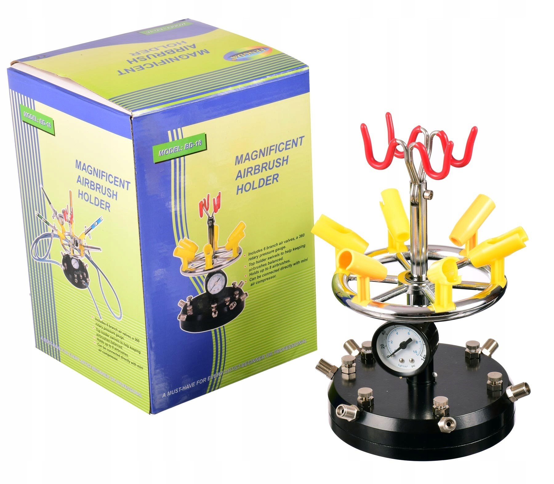 Stojan pro aerografy rozdělovač redukce manometr