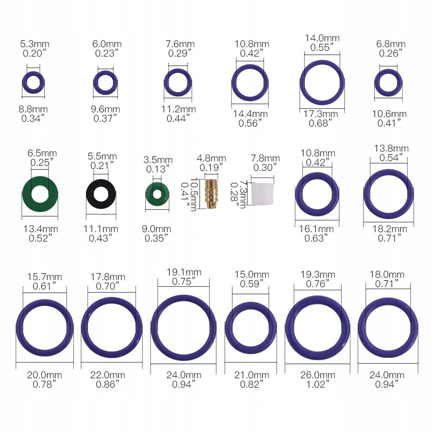 ORINGI ZESTAW ORINGÓW DO KLIMATYZACJI ORING USZCZELKI 225szt GUMOWE O-RING Typ samochodu Niezdefiniowany