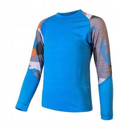 Sensor Merino Impress Set dětský triko dl.rukáv spodky modrá/camo velikos