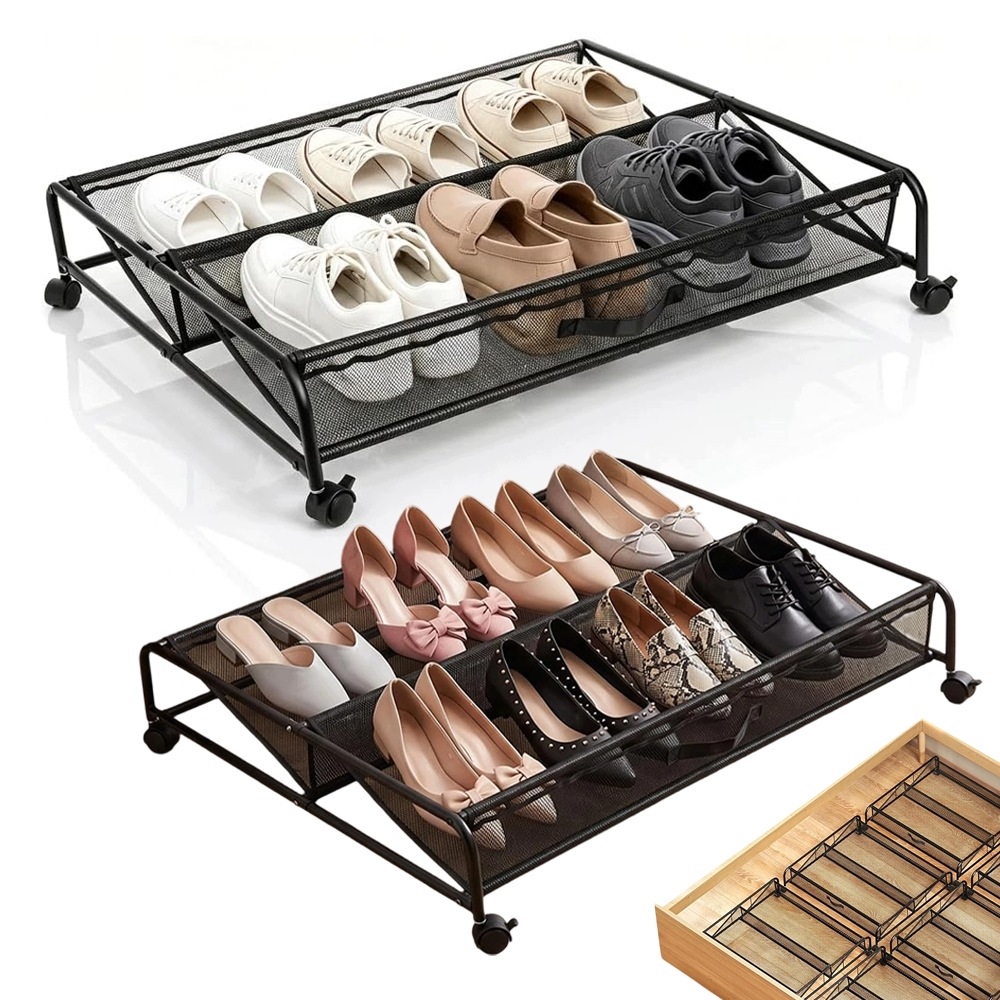 Organizér pod postel s kolečky 75x68x16 cm Kovový, výsuvný do ložnice