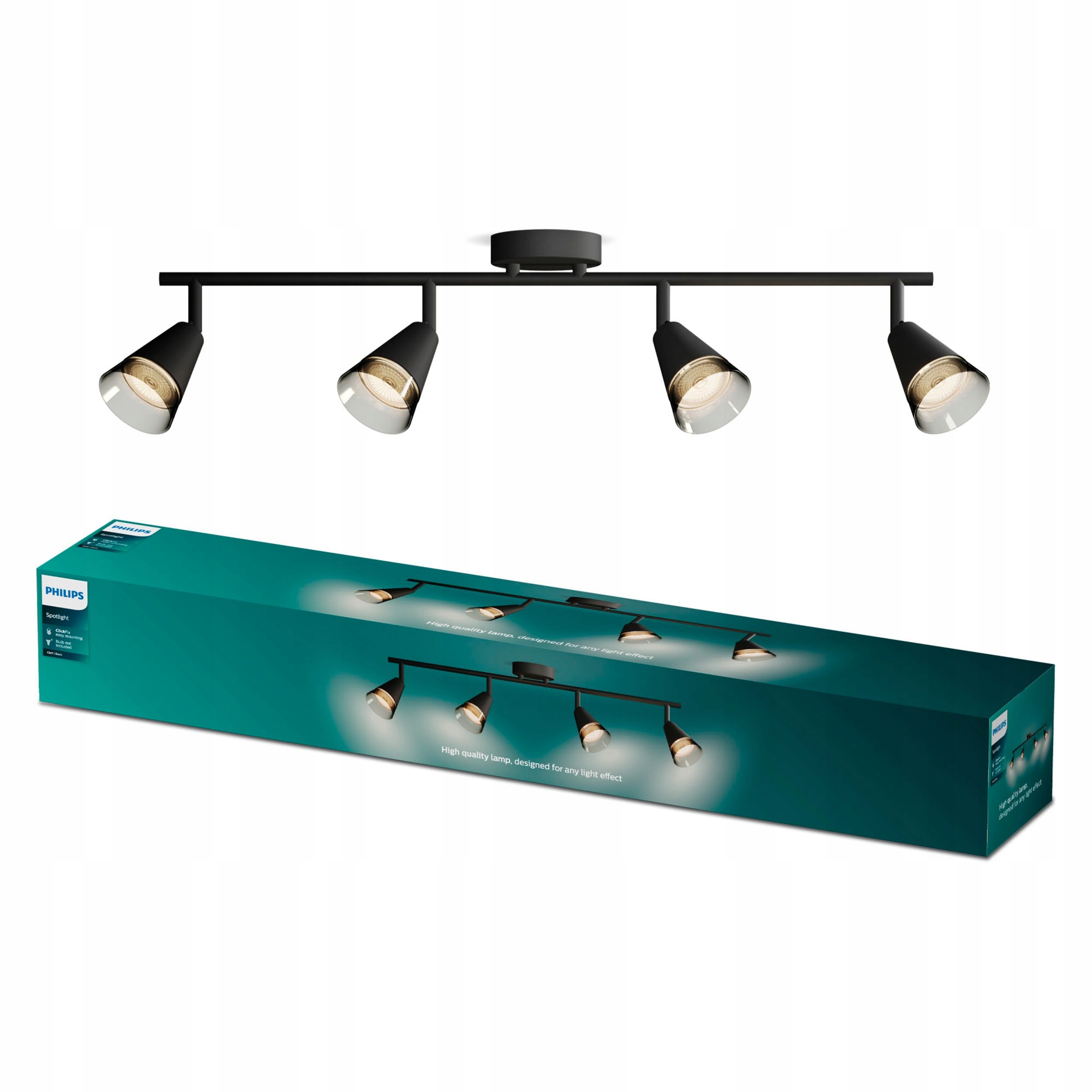 Stropná lampa Nástenný reflektor 4x GU10 Čierna Cleft Philips