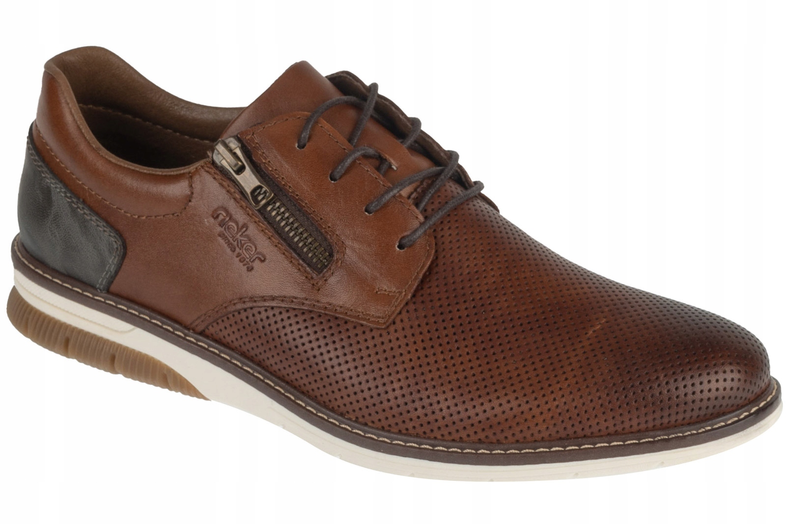 Rieker Boty [41] Pánské kožené polobotky, hnědá barva